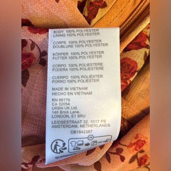 NWT Urban Outfitters‎ Marie Cowl Neck Dress Size Medium Pink Red Rose Romantic - Picture 9 of 9